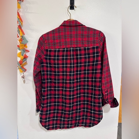 Madewell Classic Ex-Boyfriend Shirt Plaid Patchwork Red Flannel Women Size Small - Picture 6 of 6